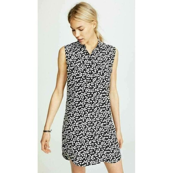 Equipment Womens Black White Endless Hearts Dress - Picture 4 of 12